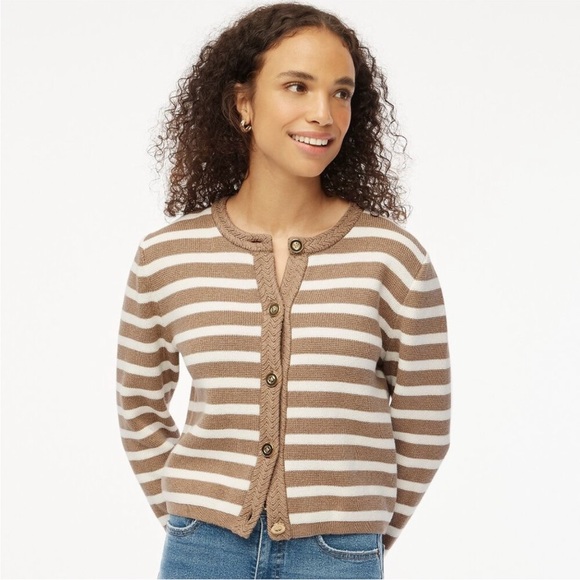 NWT J.Crew Striped cotton lady jacket cardigan sweater BW810 - Picture 4 of 5